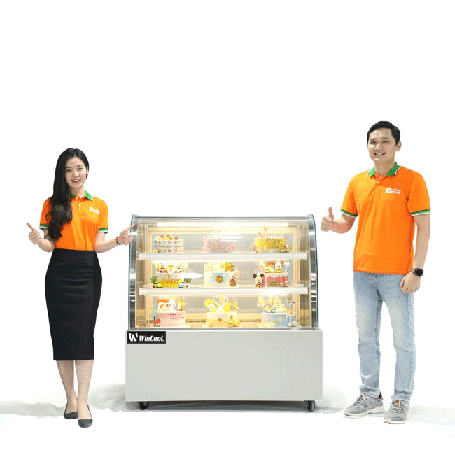 Tủ bánh kem 1m2 kính cong 3 tầng