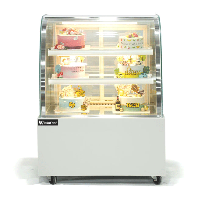 Tủ bánh kem 90cm kính cong 3 tầng