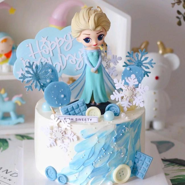 Bánh sinh nhật Elsa màu xanh 5