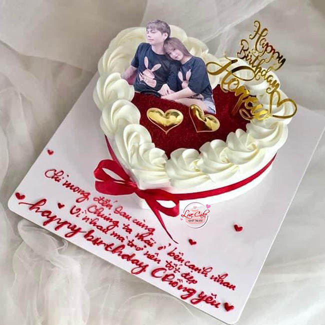 Bánh sinh nhật tặng chồng hình trái tim kèm hình ảnh 