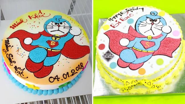 Mẫu bánh sinh nhật Doremon siêu nhân dành cho bé trai
