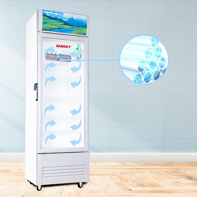 Tủ mát Sanaky 170L sử dụng dàn lạnh bằng nhôm giúp làm lạnh nhanh và sâu hơn