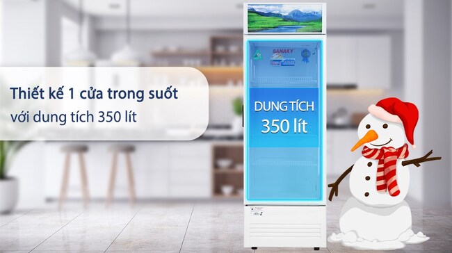 Tủ mát Sanaky 350 lít thiết kế hiện đại, gọn gàng