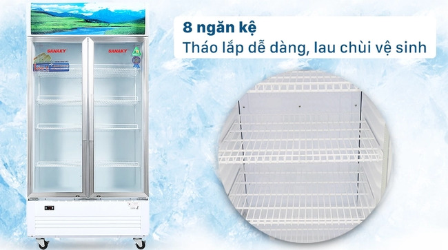 8 ngăn chứa dễ tháo lắp, bảo quản nhiều thực phẩm