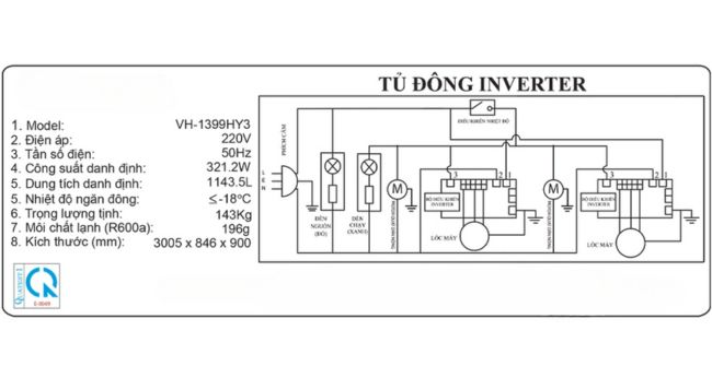 Sơ đồ mạch điện tủ đông chi tiết