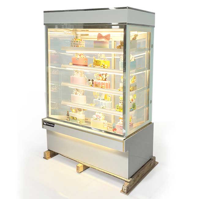 Tủ bánh kem 1m2 kính vuông 5 tầng mới