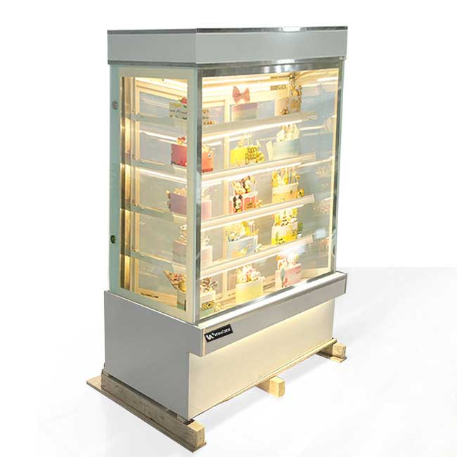 Tủ bánh kem 1m2 kính vuông 5 tầng mới
