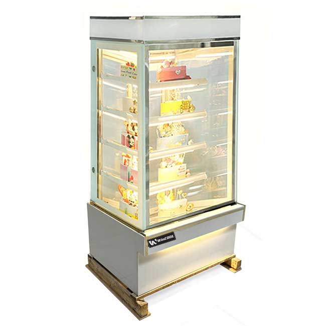 Tủ bánh kem 0.9m kính vuông 5 tầng mới