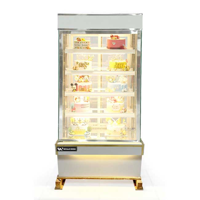 Tủ bánh kem 0.9m kính vuông 5 tầng mới
