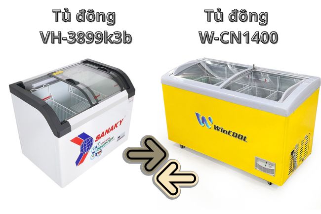 Bảng so sánh tủ đông vh-3899k3b và W-CN1400