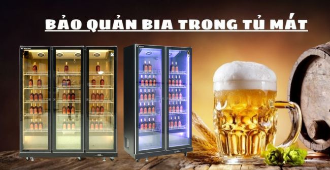 Cách sắp xếp bia rượu trong tủ mát