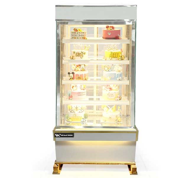 Tủ bánh kem 0.9m kính vuông 5 tầng mới