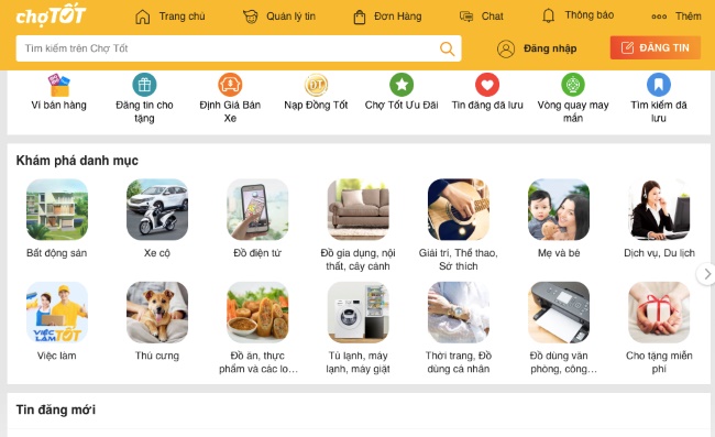 Mua sắm trên chợ tốt