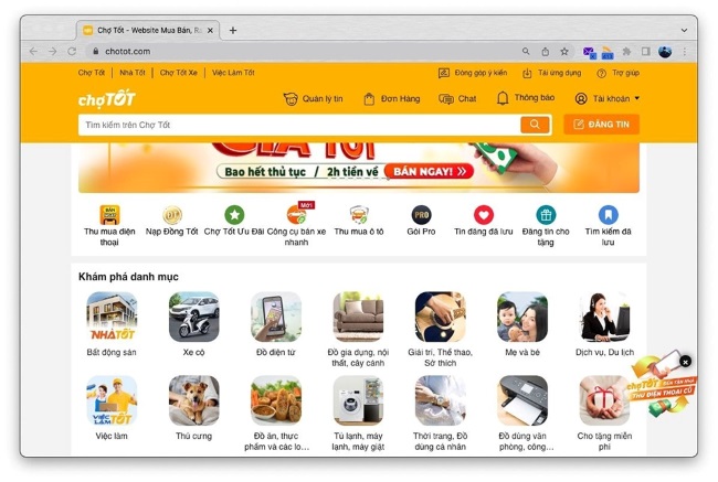 Mua hàng qua Chợ Tốt