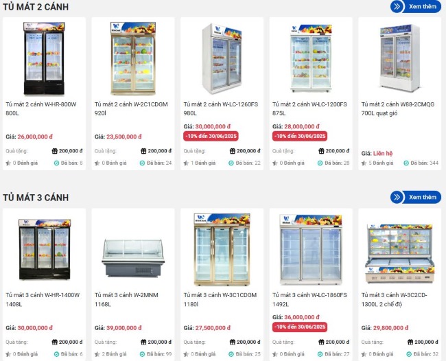Giá thành tủ mát